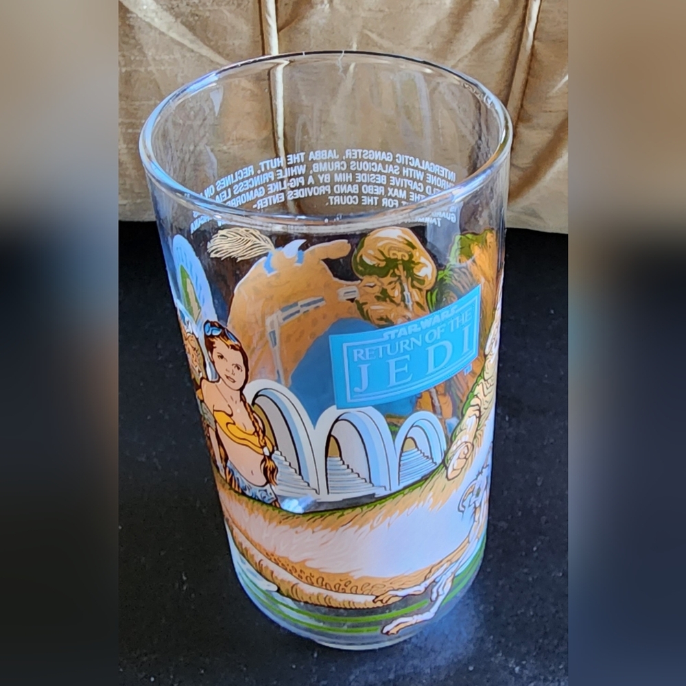 1983 COCA COLA BURGER KING STARWARS RETURN OF THE JEDI GLASS JABBA THE HUTT Mint